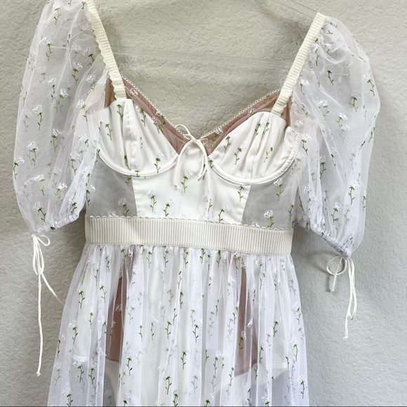 For Love & Lemons Frescia Dress White Lace Floral Size XS - Picture 4 of 9